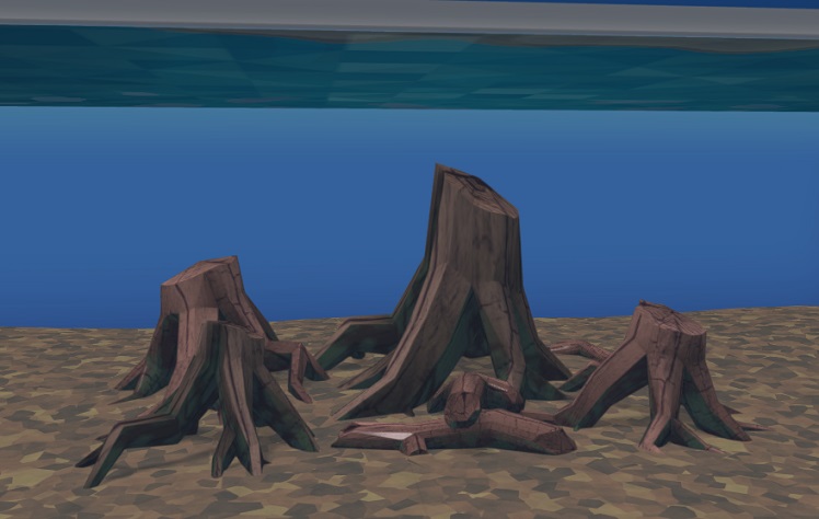 Een Bogwood Forest bestaat uit drie kleine boomstronken.