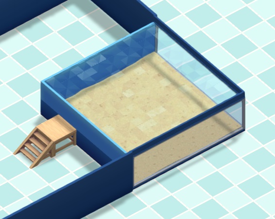 Een lege 'Deep Corner Tank' met Zijpanelen.