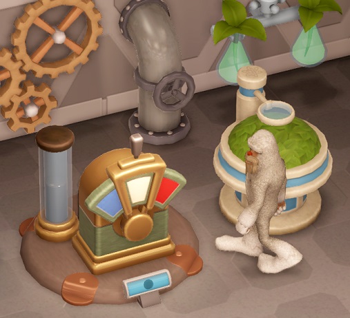 De Air Commissioner bestaat uit een metalen 'kast' met een enorme schakelaar, die van links naar rechts over drie gekleurde zones kan bewogen worden: rood (warm), wit (matig) of blauw (koud). Een verticale tube maakt de Machine af. Een Yeti nadert van rechts, en rondom de Machine staan diverse Wetenschappelijke versieringen: planten, tandwielen, ...