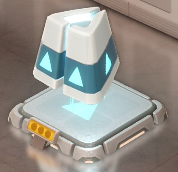 De Driehoekige Celestial Cell is een grijze afgeknotte tetraëder, met lichtblauw verlichte driehoeken op de zijvlakken.