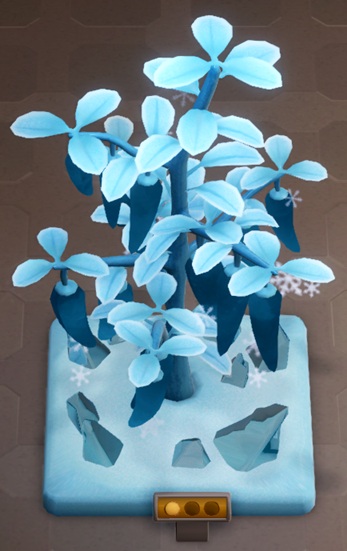 Een gewone hoge struik, maar dan helemaal bevroren: de Chilly Plant.