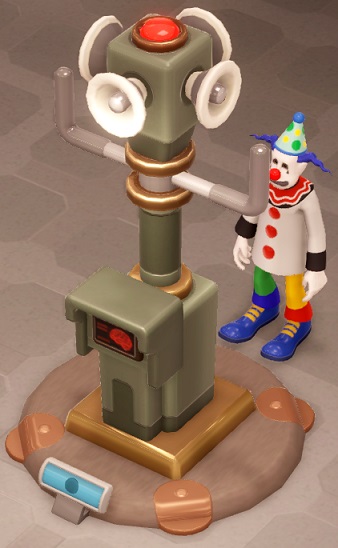 De Panoptic Pillar I lijkt op een soort kruising tussen een verkeerslicht en een lantaarnpaal: een lange paal met aan de bovenkant vier luidsprekers en één groot rood licht. Aan de voorkant is een display te zien, met daarop een schematisch zij-aanzicht van menselijke hersenen. Een Clown bekijkt de Panoptic Pillar van rechts.