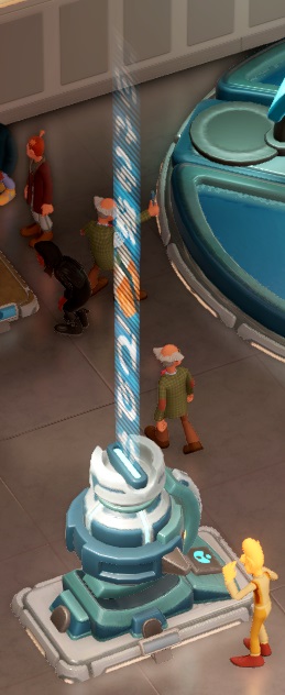 De Publicity Ray is een soort kanon dat een straal uitzendt naar boven toe. Een Cheese-Moonger bekijkt de Anomalie.